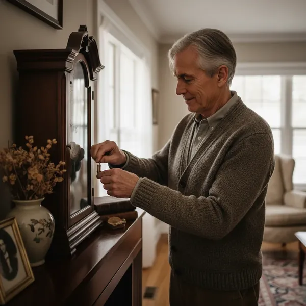 Winding a mantel clock